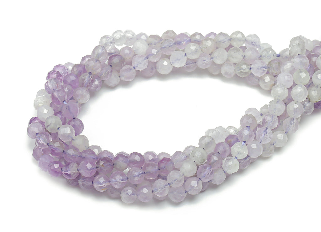 Lavender Round Beads 4mm - 15.5 inch -  Faceted Round Gemstone Beads - Natural Stone Beads - 4x4mm - NS1516 - DOMEDBAZAAR