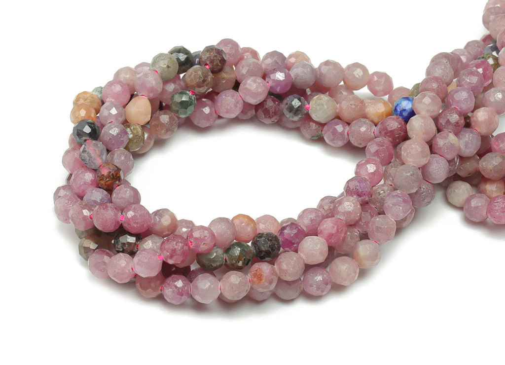 Ruby Round Beads 4mm - 15.5 inch - Faceted Round Gemstone Beads - Natural Stone Beads - 4x4mm - NS1493 - DOMEDBAZAAR