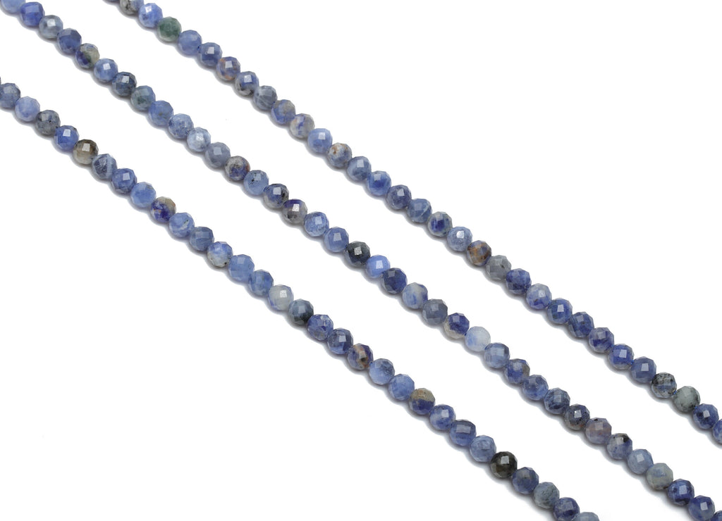 Sodalite Round Beads 4mm - 15.5 inch - Faceted Round Gemstone Beads - Natural Stone Beads  - 4mm - NS1505 - DOMEDBAZAAR