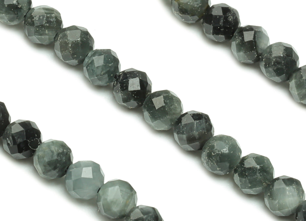 The eagle ’s Eye Round Beads 3mm - 15.5 inch - Faceted Round Gemstone Beads - Natural Stone Beads - 3x3mm - NS1514 - DOMEDBAZAAR