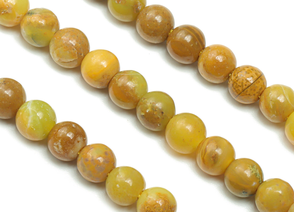 Opal Yellow Green Round Beads 4mm - 15.5 inch - Round Gemstone Beads - Natural Stone Beads - 4x4mm - NS1525 - DOMEDBAZAAR