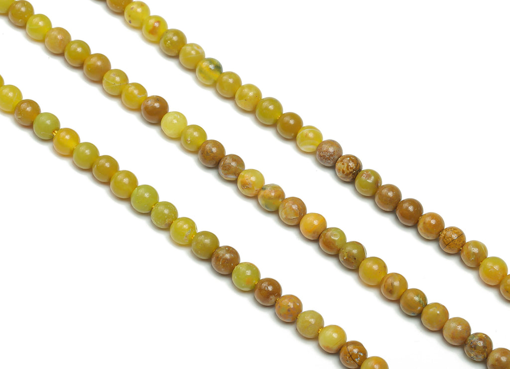 Opal Yellow Green Round Beads 4mm - 15.5 inch - Round Gemstone Beads - Natural Stone Beads - 4x4mm - NS1525 - DOMEDBAZAAR