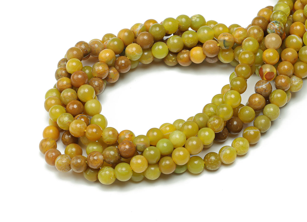 Opal Yellow Green Round Beads 4mm - 15.5 inch - Round Gemstone Beads - Natural Stone Beads - 4x4mm - NS1525 - DOMEDBAZAAR