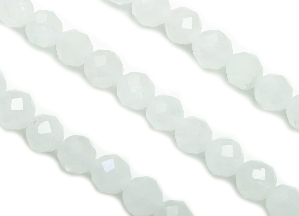 Blue Moonstone Round Beads 4mm - 15.5 inch - Faceted Round Gemstone Beads - Natural Stone Beads  - 4x4mm - NS1523 - DOMEDBAZAAR