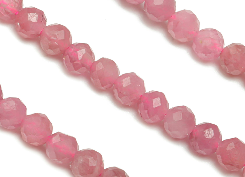 Pink Tourmaline Round Beads 3mm - 15.5 inch - Faceted Round Gemstone Beads - Natural Stone Beads - 3x3mm - NS1491 - DOMEDBAZAAR