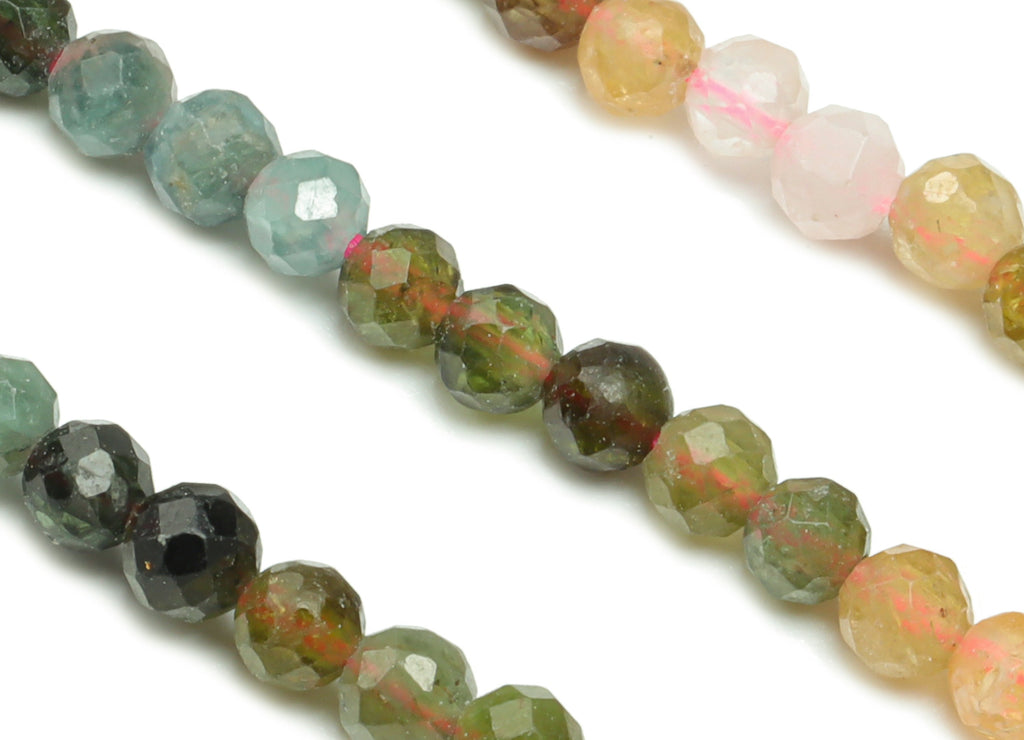 Tourmaline Round Beads 3mm - 15.5 inch - Faceted Round Gemstone Beads - Natural Stone Beads - 3x3m - NS1520 - DOMEDBAZAAR