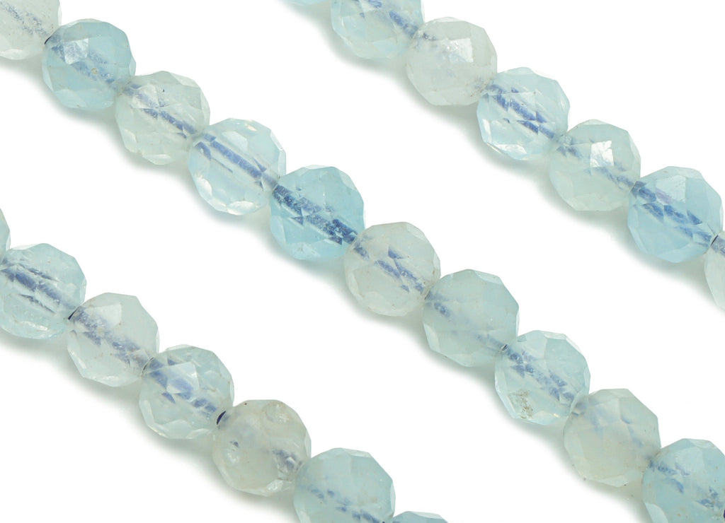 Aquamarine Round Beads 4mm - 15.5 inch - Faceted Round Gemstone Beads - Natural Stone Beads - 4x4m - NS1488 - DOMEDBAZAAR