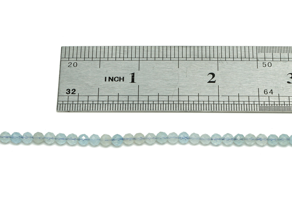 Aquamarine Round Beads 4mm - 15.5 inch - Faceted Round Gemstone Beads - Natural Stone Beads - 4x4m - NS1488 - DOMEDBAZAAR