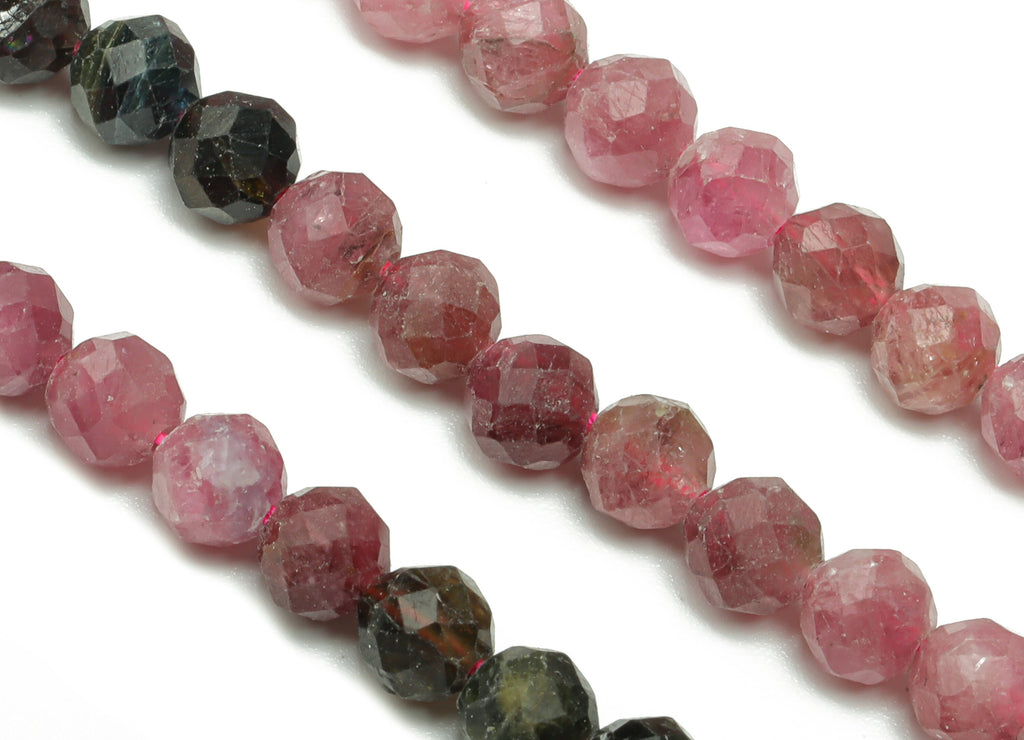 Tourmaline Round Beads 4mm - 15.5 inch - Faceted Round Gemstone Beads - Natural Stone Beads - 4x4m - NS1481 - DOMEDBAZAAR