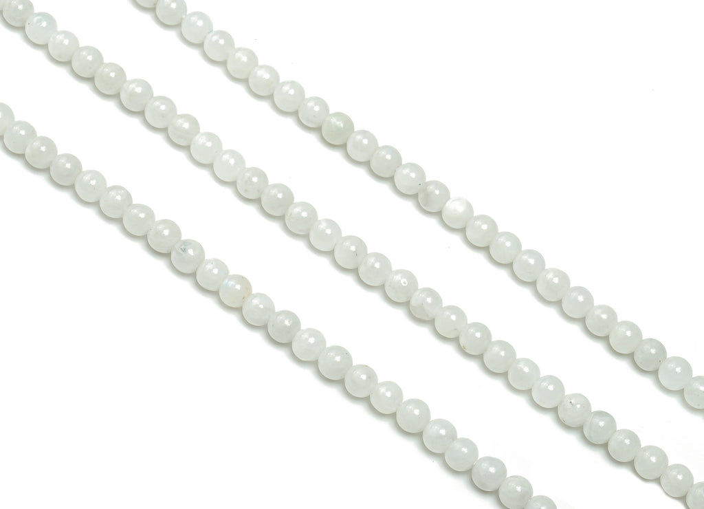 Blue Moonstone Round Beads 4mm - 15.5 inch - Round Gemstone Beads - Natural Stone Beads - 4x4m - NS1486 - DOMEDBAZAAR