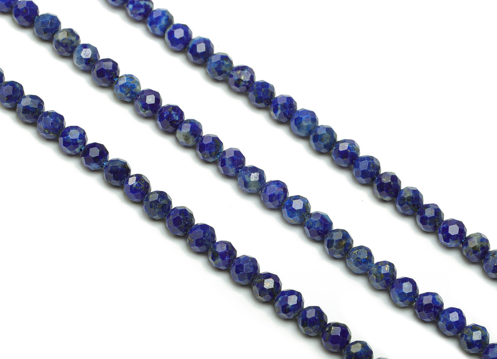 Lapis Lazuli Round Beads 4mm - 15.5 inch - Faceted Round Gemstone Beads - Natural Stone Beads - 4x4m - NS1511 - DOMEDBAZAAR