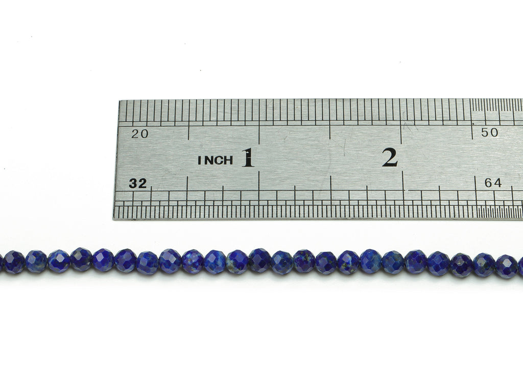 Lapis Lazuli Round Beads 4mm - 15.5 inch - Faceted Round Gemstone Beads - Natural Stone Beads - 4x4m - NS1511 - DOMEDBAZAAR
