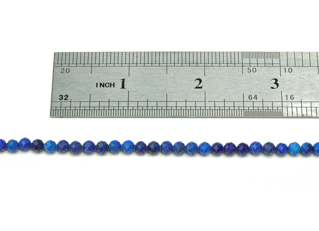 Lapis Lazuli Round Beads 4mm - 15.5 inch - Faceted Round Gemstone Beads - Natural Stone Beads - 4x4mm - NS1473 - DOMEDBAZAAR