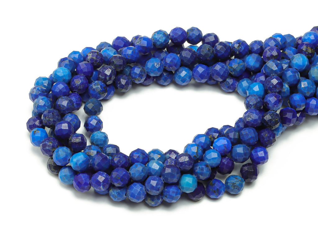 Lapis Lazuli Round Beads 4mm - 15.5 inch - Faceted Round Gemstone Beads - Natural Stone Beads - 4x4mm - NS1473 - DOMEDBAZAAR