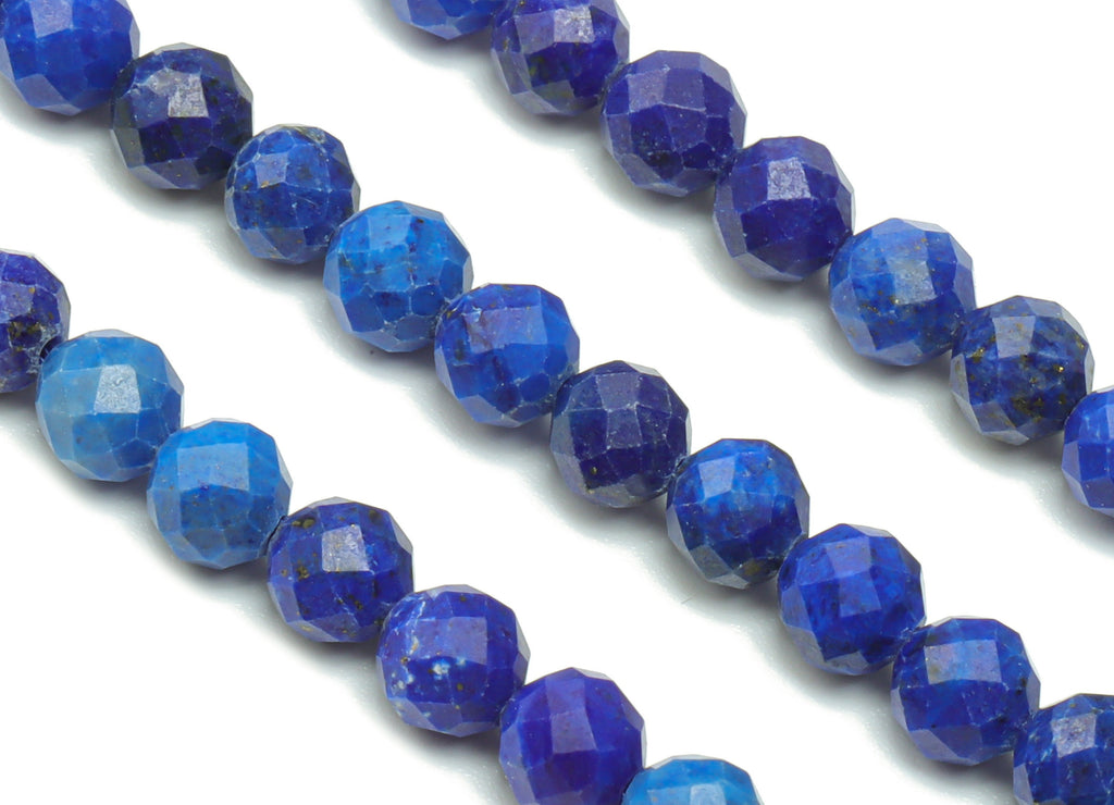 Lapis Lazuli Round Beads 4mm - 15.5 inch - Faceted Round Gemstone Beads - Natural Stone Beads - 4x4mm - NS1473 - DOMEDBAZAAR