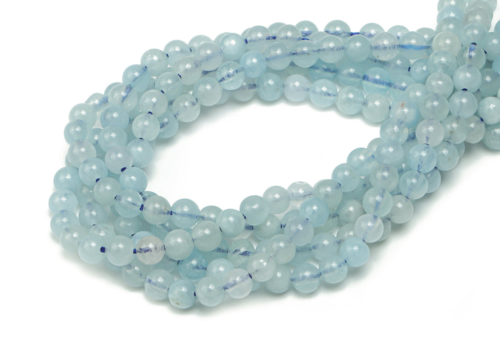 Aquamarine Round Beads 4mm - 15.5 inch - Round Gemstone Beads - Natural Stone Beads  - 4mm x 4mm - NS1467 - DOMEDBAZAAR