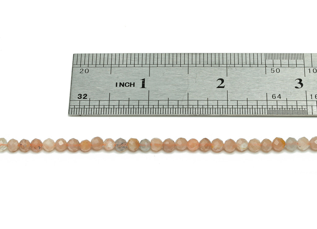 Sun Stones Round Beads 4mm - 15.5 inch - Faceted Round Gemstone Beads - Natural Stone Beads  - 4x4mm - NS1474 - DOMEDBAZAAR