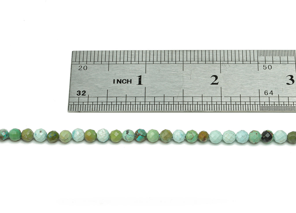 Turquoise Round Beads 4mm - 15.5 inch - Kallaite Faceted Round Gemstone Beads - Natural Stone Beads - 4x4mm - NS1465 - DOMEDBAZAAR
