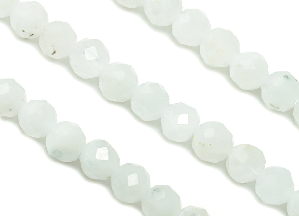 Blue Moon Stones Round Beads 4mm - 15.5 inch - Faceted Round Gemstone Beads - Natural Stone Beads - 4x4mm - NS1479 - DOMEDBAZAAR