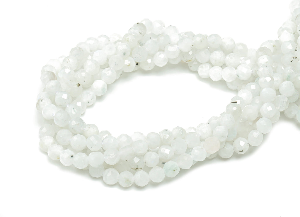Blue Moon Stones Round Beads 4mm - 15.5 inch - Faceted Round Gemstone Beads - Natural Stone Beads - 4x4mm - NS1479 - DOMEDBAZAAR