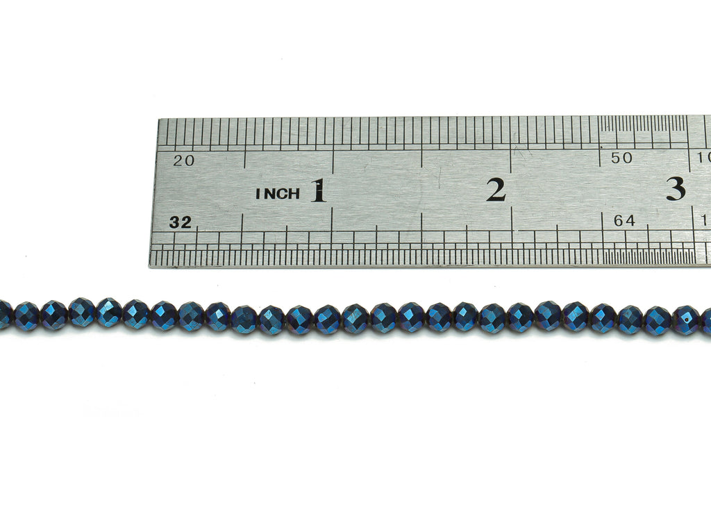 Black Pointed Crystal Round Beads 4mm - 15.5 inch - Faceted Round Gemstone Beads - Natural Stone Beads - 4x4mm - NS1468 - DOMEDBAZAAR