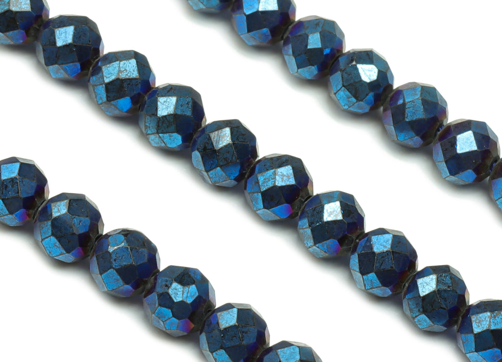 Black Pointed Crystal Round Beads 4mm - 15.5 inch - Faceted Round Gemstone Beads - Natural Stone Beads - 4x4mm - NS1468 - DOMEDBAZAAR