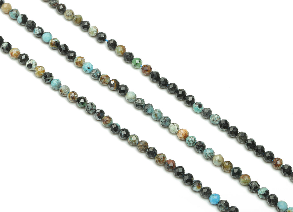 Turquoise Round Beads 4mm - 15.5 inch - Kallaite Faceted Round Gemstone Beads - Natural Stone Beads  - 4x4mm - NS1484 - DOMEDBAZAAR