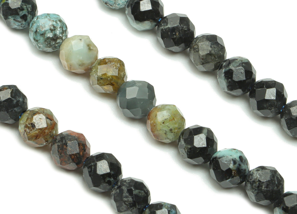Turquoise Round Beads 4mm - 15.5 inch - Kallaite Faceted Round Gemstone Beads - Natural Stone Beads  - 4x4mm - NS1484 - DOMEDBAZAAR
