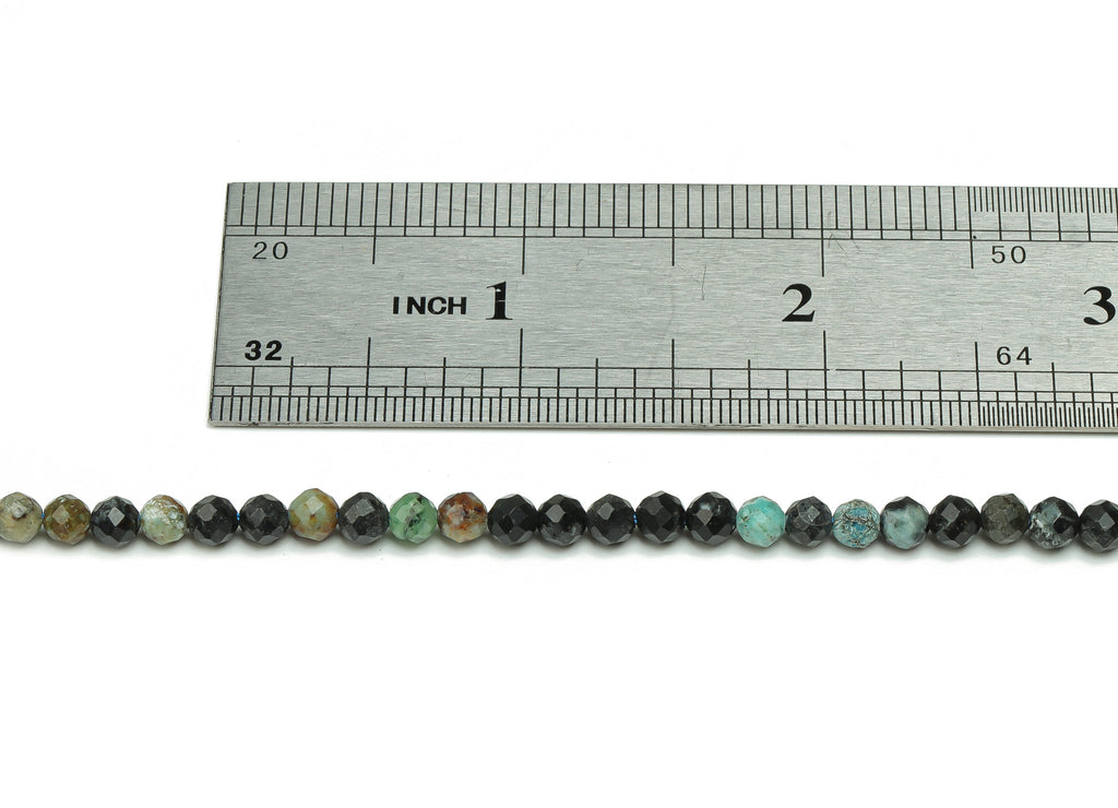 Turquoise Round Beads 4mm - 15.5 inch - Kallaite Faceted Round Gemstone Beads - Natural Stone Beads  - 4x4mm - NS1484 - DOMEDBAZAAR