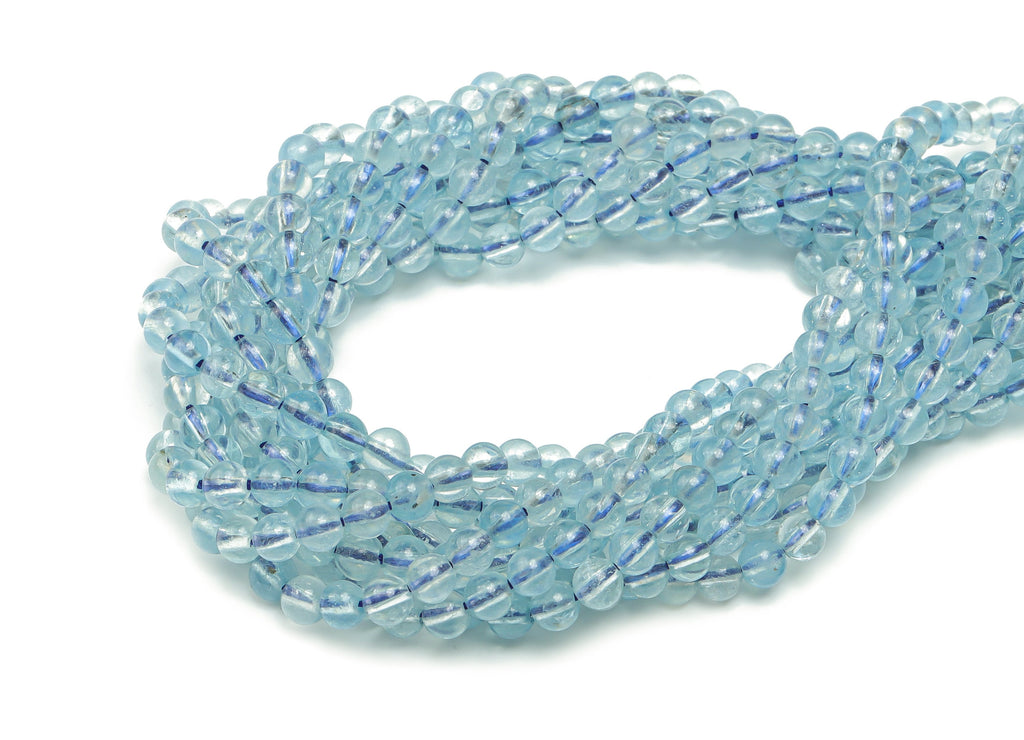 Aquamarine Round Beads 4mm - 15.5 inch - Round Gemstone Beads - Natural Stone Beads - 4x4mm - NS1517 - DOMEDBAZAAR