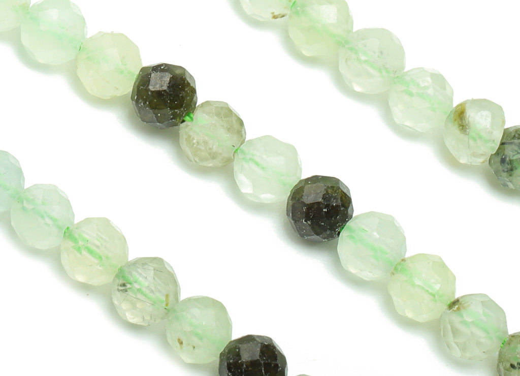 Prehnite Round Beads 4mm - 15.5 inch - Faceted Round Gemstone Beads - Natural Stone Beads - 4x4mm - NS1502 - DOMEDBAZAAR