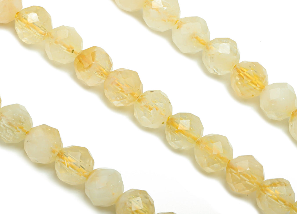 Citrine Round Beads 4mm - 15.5 inch - Faceted Round Gemstone Beads - Natural Stone Beads  - 4x4mm - NS1510 - DOMEDBAZAAR