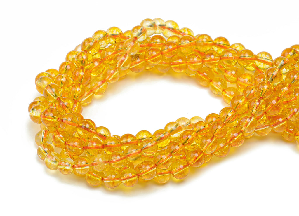 Citrine Round Beads 4mm - 15.5 inch -  Round Gemstone Beads - Natural Stone Beads - 4x4mm - NS1513 - DOMEDBAZAAR