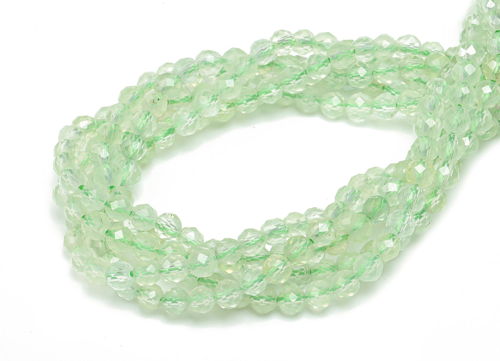 Prehnite Round Beads 3mm - 15.5 inch - Faceted Round Gemstone Beads - Natural Stone Beads  - 4x4mm - NS1532 - DOMEDBAZAAR