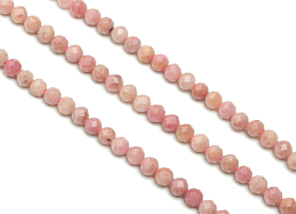 Rhodochrosite Round Beads 4mm - 15.5 inch - Faceted Round Gemstone Beads - Natural Stone Beads - 4x4mm - NS1527 - DOMEDBAZAAR