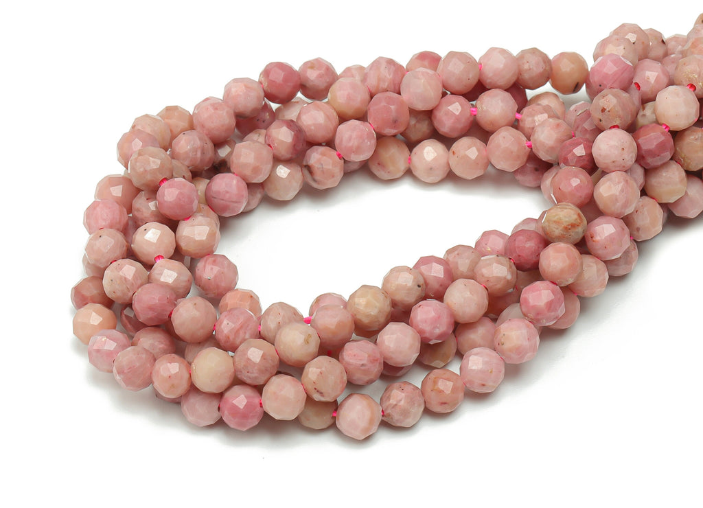 Rhodochrosite Round Beads 4mm - 15.5 inch - Faceted Round Gemstone Beads - Natural Stone Beads - 4x4mm - NS1527 - DOMEDBAZAAR