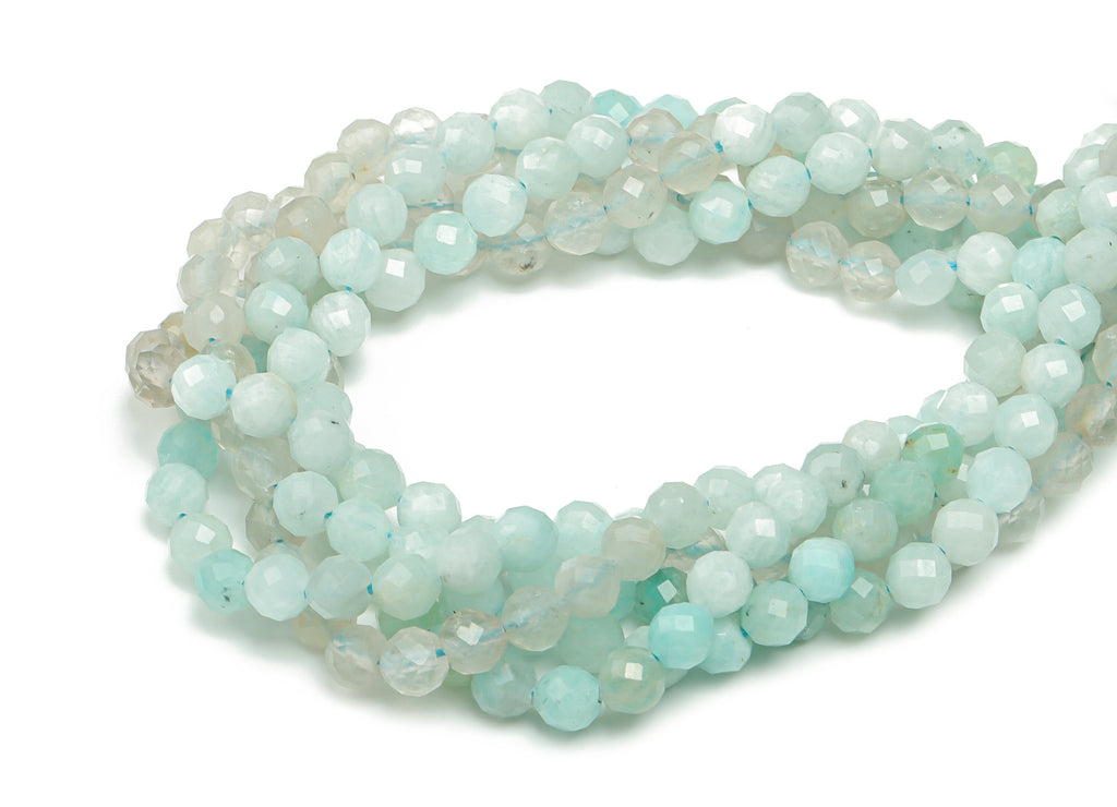 Amazonite Round Beads 4mm - 15.5 inch - Faceted Round Gemstone Beads - Natural Stone Beads  - 4x4mm - NS1529 - DOMEDBAZAAR