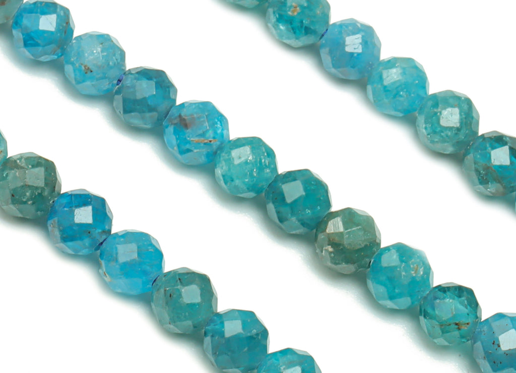 Blue Phosphate Round Beads 4mm - 15.5 inch - Faceted Round Gemstone Beads - Natural Stone Beads - 4x4mm - NS1487 - DOMEDBAZAAR
