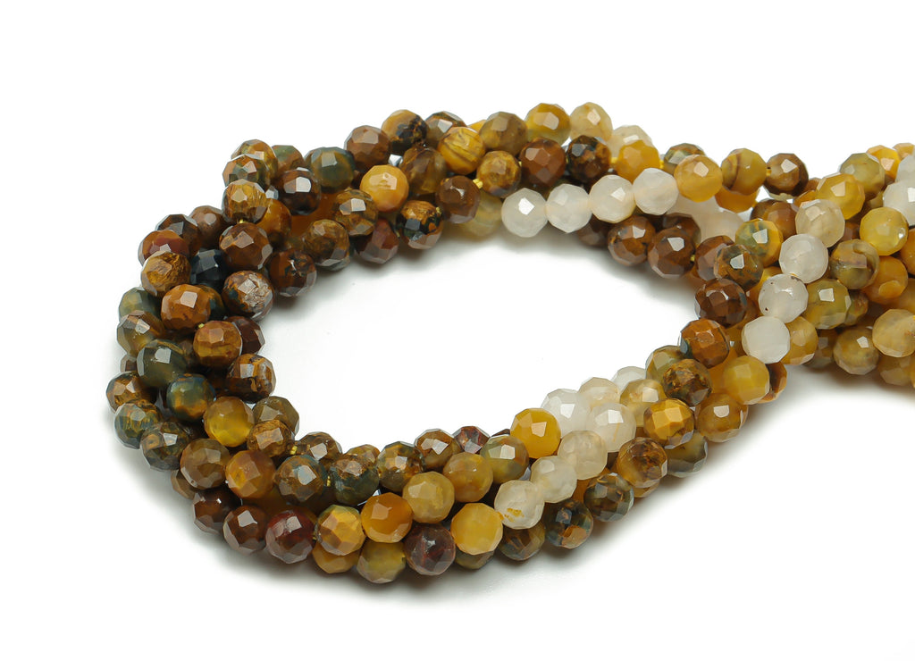 Peter Stone Round Beads 4mm - 15.5 inch - Faceted Round Gemstone Beads - Natural Stone Beads  - 4x4mm - NS1506 - DOMEDBAZAAR