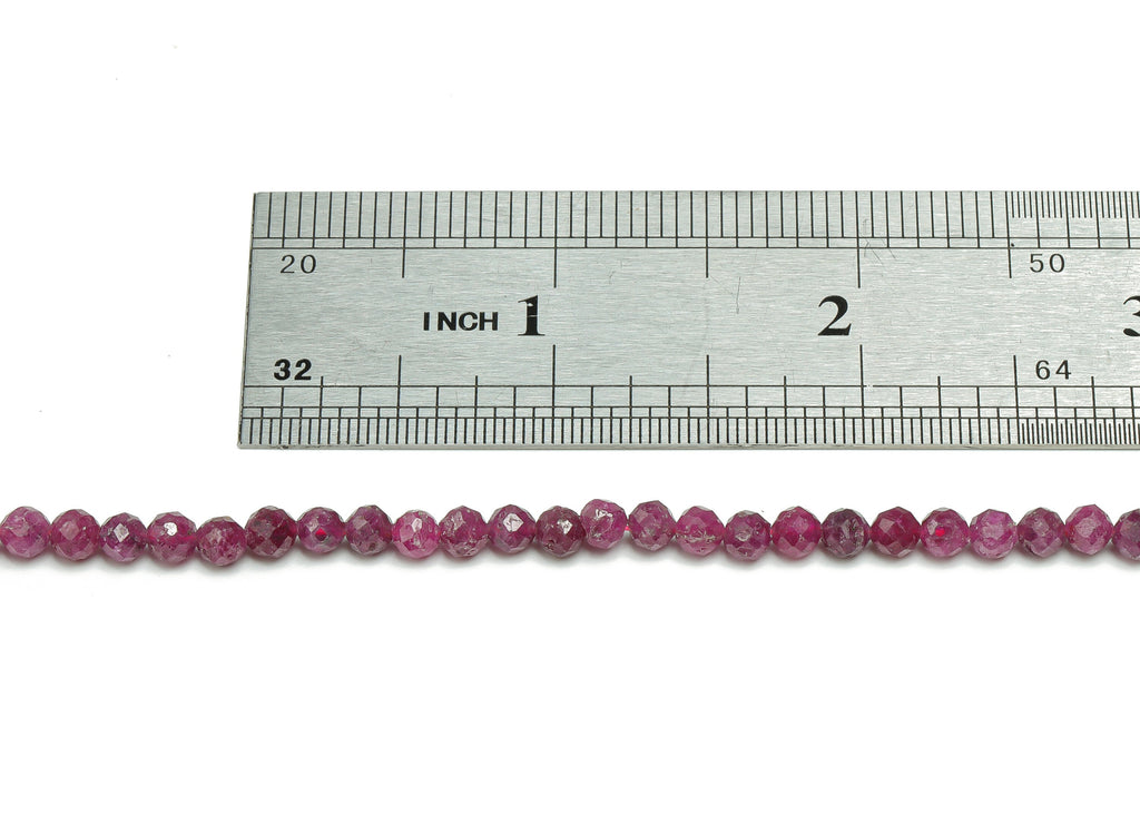 Ruby Round Beads 4mm - 15.5 inch - Faceted Round Gemstone Beads - Natural Stone Beads - 4x4mm - NS1522 - DOMEDBAZAAR