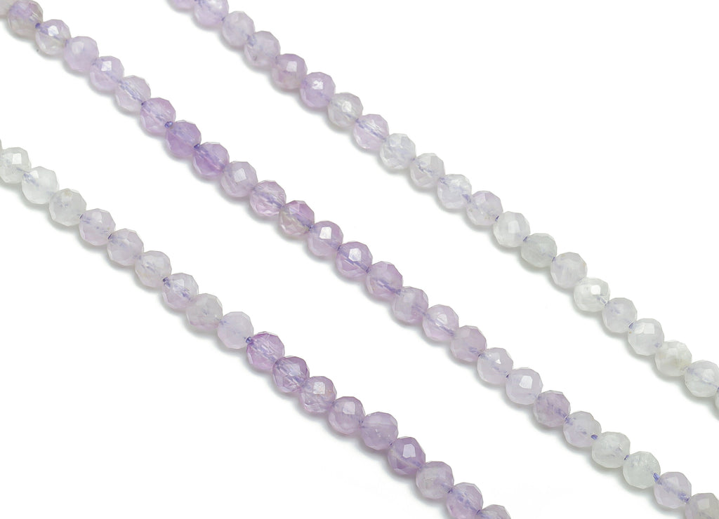 Lavender Round Beads 4mm - 15.5 inch -  Faceted Round Gemstone Beads - Natural Stone Beads - 4x4mm - NS1516 - DOMEDBAZAAR