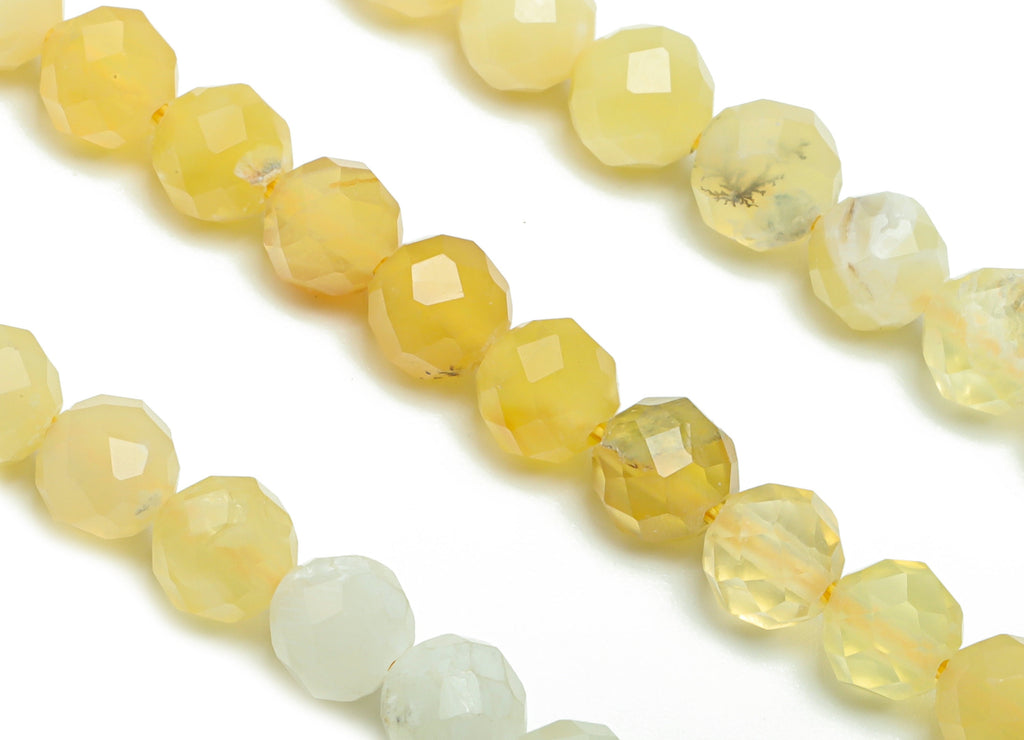 Yellow Opal Round Beads 4mm - 15.5 inch - Faceted Round Gemstone Beads - Natural Stone Beads  - 4x4mm - NS1499 - DOMEDBAZAAR