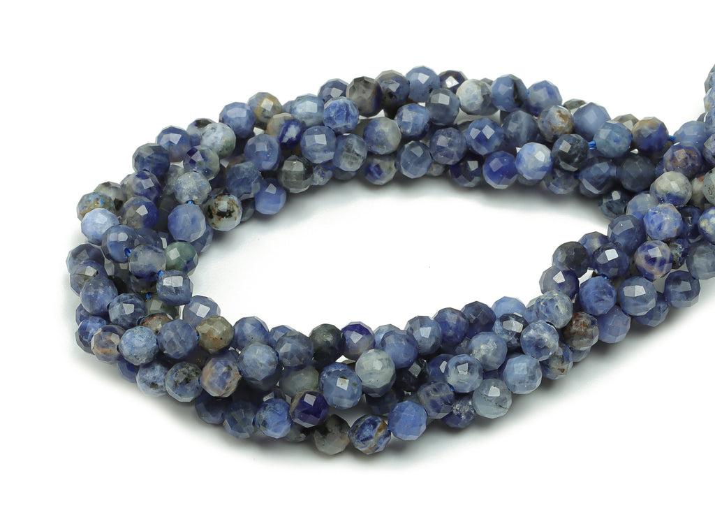 Sodalite Round Beads 4mm - 15.5 inch - Faceted Round Gemstone Beads - Natural Stone Beads  - 4mm - NS1505 - DOMEDBAZAAR
