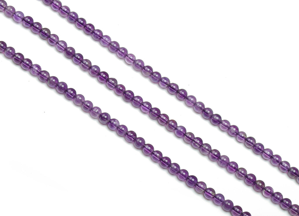 Amethyst Round Beads 4mm - 15.5 inch - Round Gemstone Beads - Natural Stone Beads - 4x4mm - NS1503 - DOMEDBAZAAR