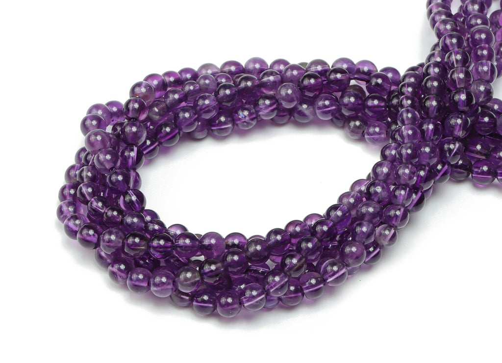 Amethyst Round Beads 4mm - 15.5 inch - Round Gemstone Beads - Natural Stone Beads - 4x4mm - NS1503 - DOMEDBAZAAR