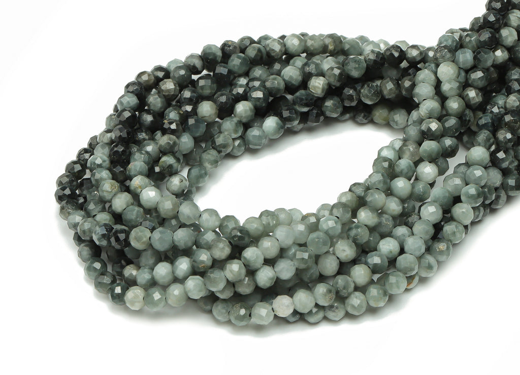 The eagle ’s Eye Round Beads 3mm - 15.5 inch - Faceted Round Gemstone Beads - Natural Stone Beads - 3x3mm - NS1514 - DOMEDBAZAAR