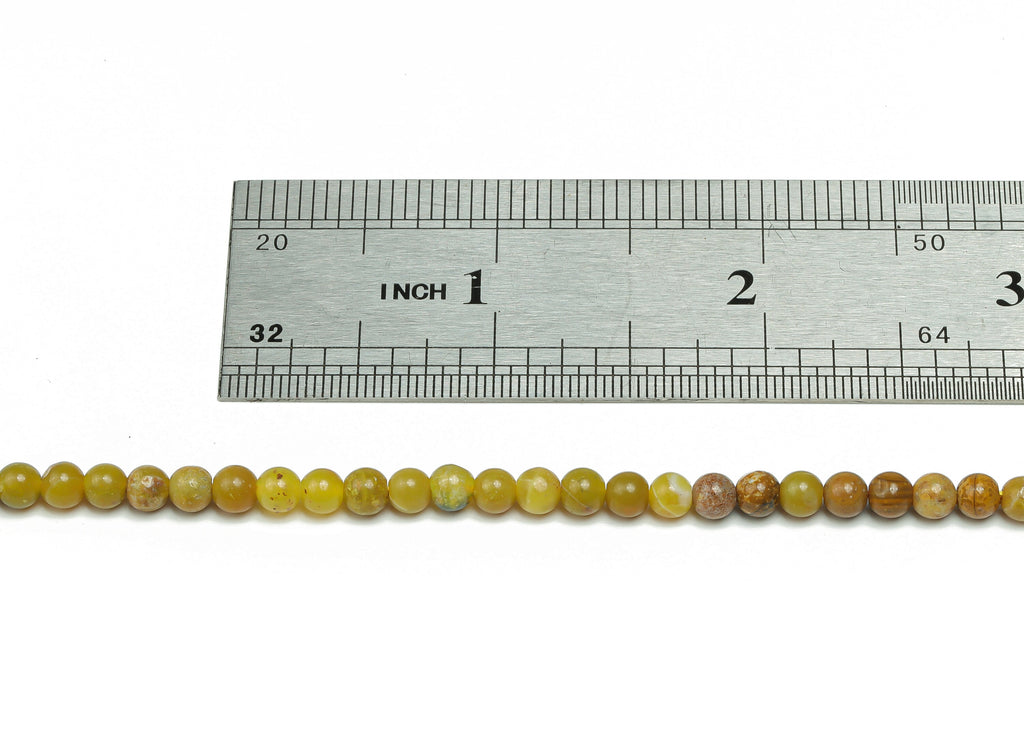Opal Yellow Green Round Beads 4mm - 15.5 inch - Round Gemstone Beads - Natural Stone Beads - 4x4mm - NS1525 - DOMEDBAZAAR