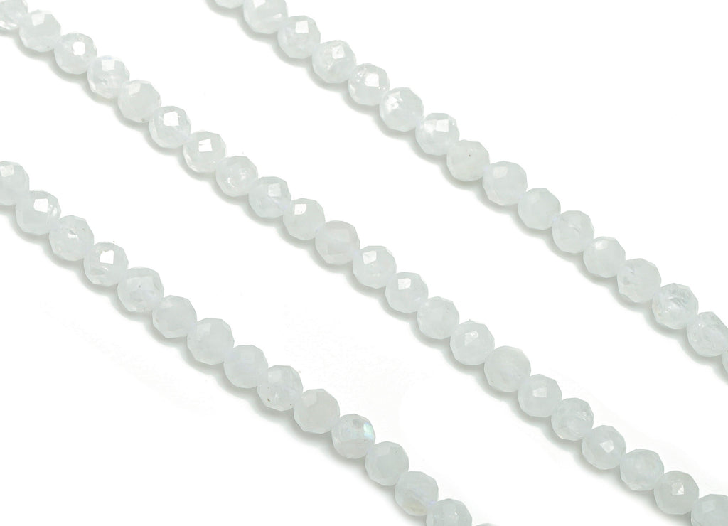 Blue Moonstone Round Beads 4mm - 15.5 inch - Faceted Round Gemstone Beads - Natural Stone Beads  - 4x4mm - NS1523 - DOMEDBAZAAR