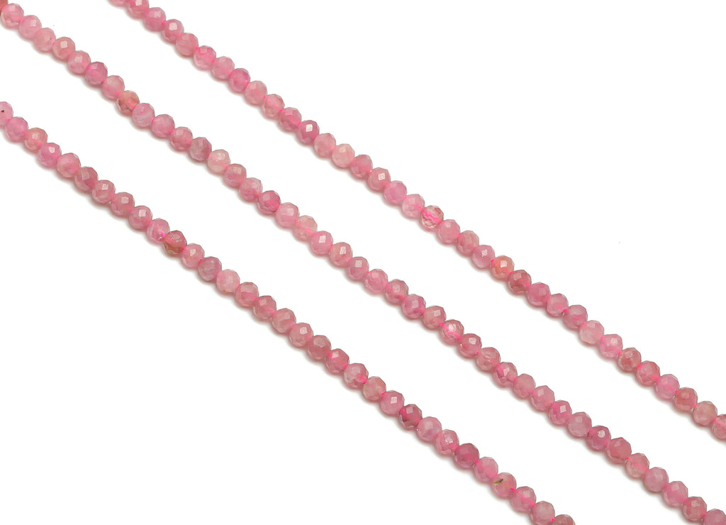 Pink Tourmaline Round Beads 3mm - 15.5 inch - Faceted Round Gemstone Beads - Natural Stone Beads - 3x3mm - NS1491 - DOMEDBAZAAR