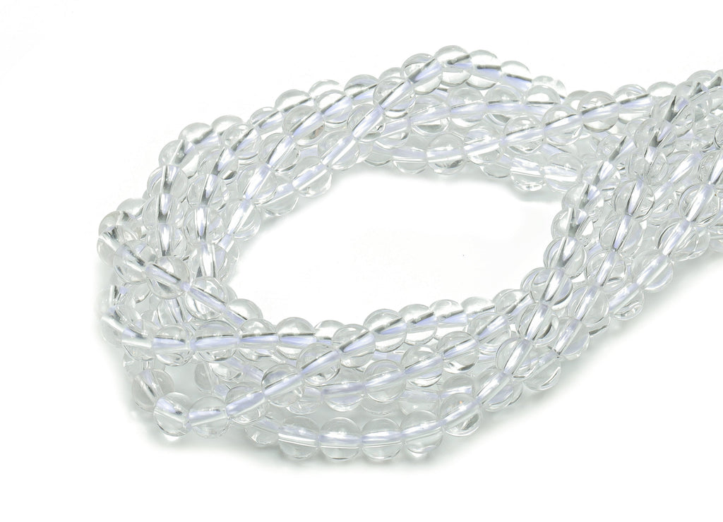 White Crystal Round Beads 4mm - 15.5 inch - Round Gemstone Beads - Natural Stone Beads - 4x4mm - NS1535 - DOMEDBAZAAR